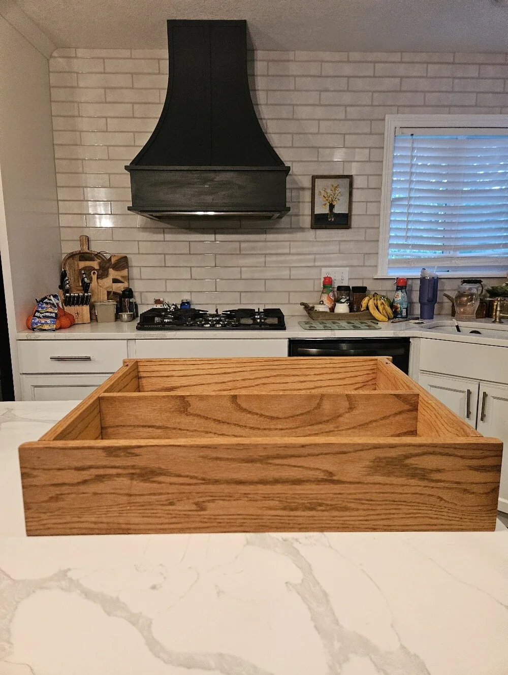 Solid Oak Two-Tier Shelf Rack in Natural Wood